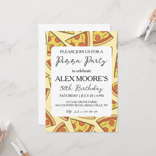 invitations à pizza italienne (Devant/Arrière en situation)