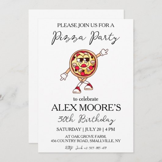 invitations à pizza italienne (Devant / Derrière)
