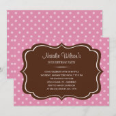 Invitations à points Polka roses et Brown (Devant / Derrière)