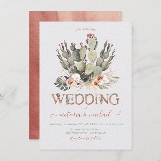 Invitations à Terra cotta et Cactus Wedding (Devant / Derrière)