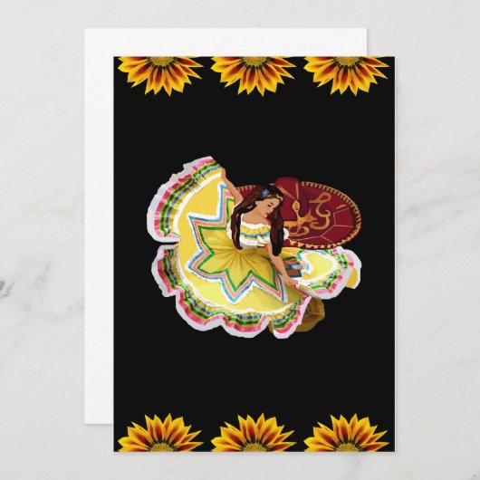 Invitations à thème mexicaines de Quinceanera (Devant / Derrière)