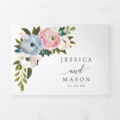 Invitations à trois volets de Mariage floral Dusty (Page de couverture)