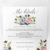 Invitations à trois volets de Mariage floral Dusty (Intérieur en premier)