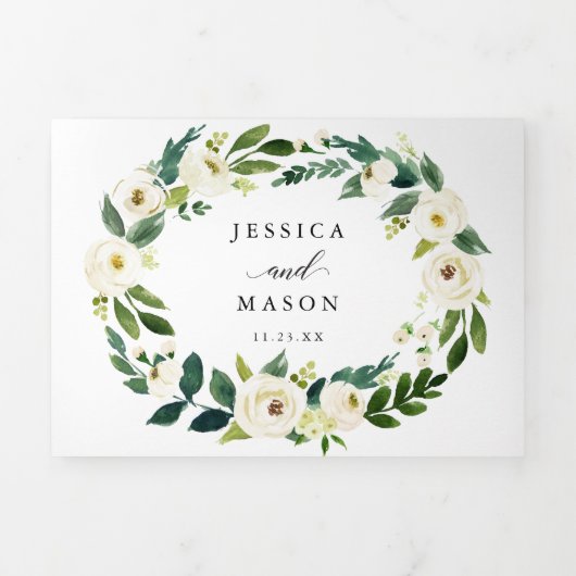 Invitations à trois volets de Roses blanches (Page de couverture)