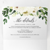 Invitations à trois volets de Roses blanches (Intérieur en premier)