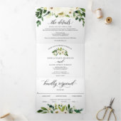 Invitations à trois volets de Roses blanches (Intérieur)