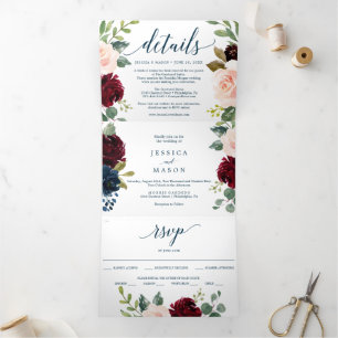 Invitations à trois volets du Mariage de la marine