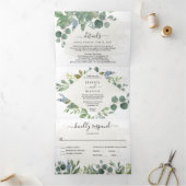 Invitations à trois volets Mariage Dusty Blue Euca (Intérieur)