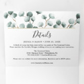 Invitations à trois volets Mariage Eucalyptus Gree (Intérieur en premier)