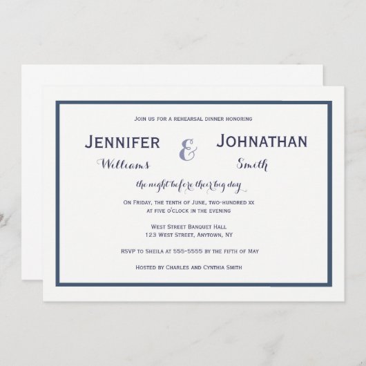 Invitations à un dîner de répétition moderne à la  (Devant / Derrière)