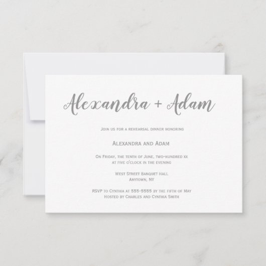 Invitations à un dîner de répétition simple d'arge (Devant)