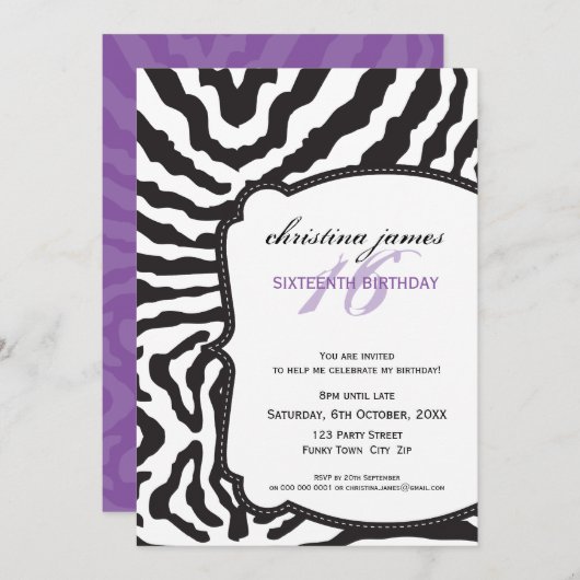 INVITATIONS À UN ÉVÉNEMENT SPÉCIAL :: superbe zèbr (Devant / Derrière)