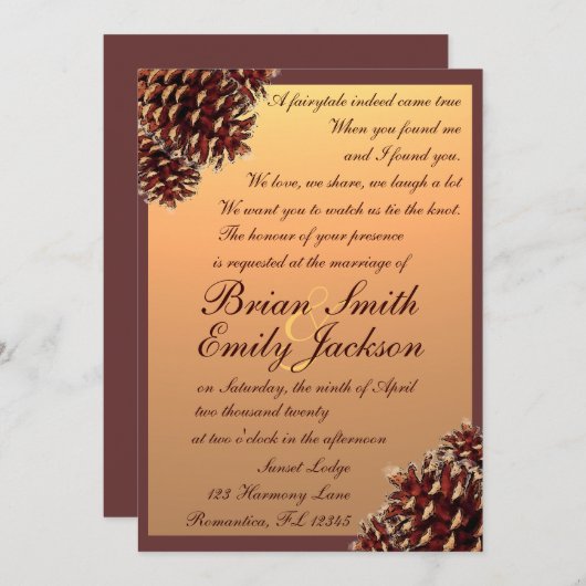 Invitations à un mariage à thème d'automne russe (Devant / Derrière)