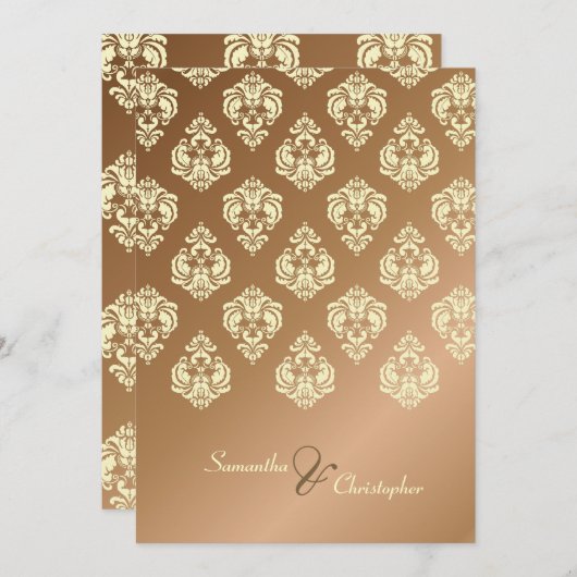 Invitations à un mariage crémeux/faux-cuivre (Devant / Derrière)