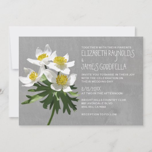 Invitations à un mariage d'anémones (Devant)