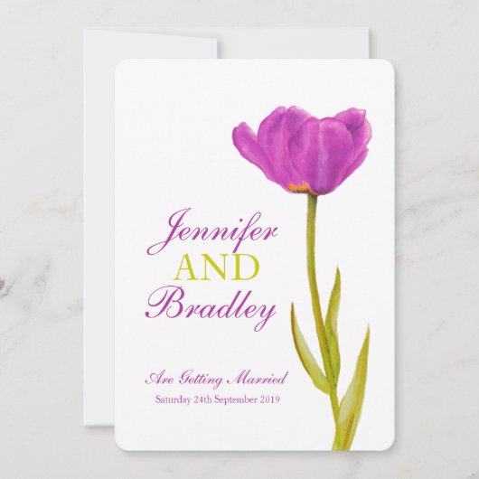 Invitations à un mariage d'art de la fleur de tuli (Devant)
