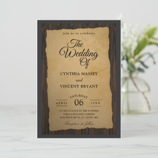 invitations à un mariage occidental de bois (Debout devant)