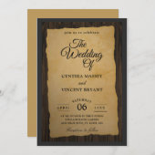 invitations à un mariage occidental de bois (Devant / Derrière)