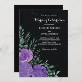 invitations à un mariage violet et noir (Devant / Derrière)