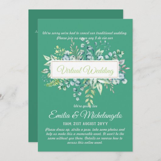 Invitations à une diffusion en direct de mariage v (Devant / Derrière)