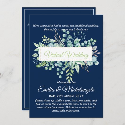 Invitations à une diffusion en direct de mariage v (Devant / Derrière)