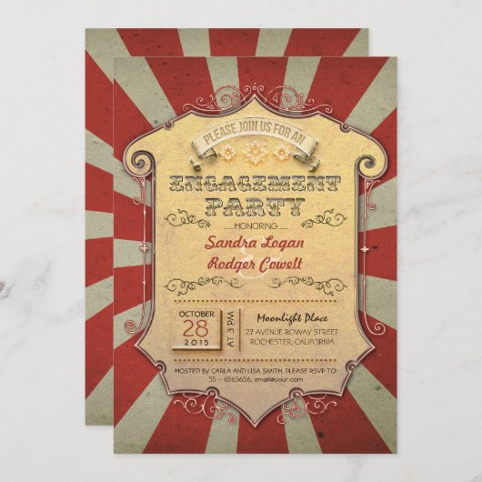 invitations à une fête de fiançailles (Devant / Derrière)