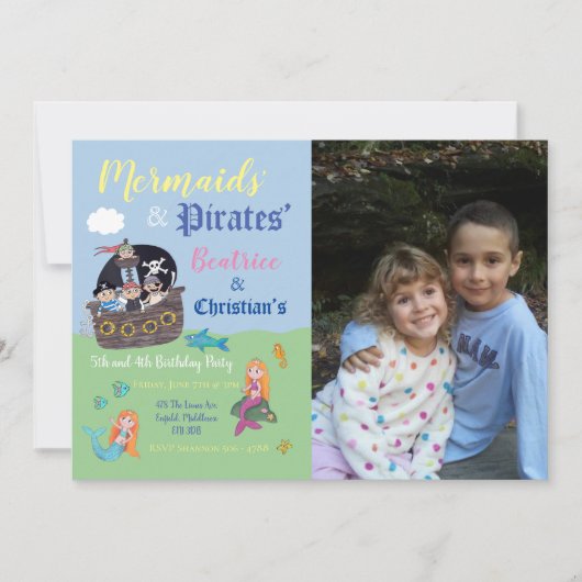 Invitations à une fête de pirate et princesse (Devant)