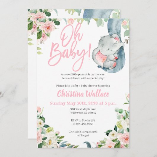 Invitations à une petite fille pour une douche à l (Devant / Derrière)