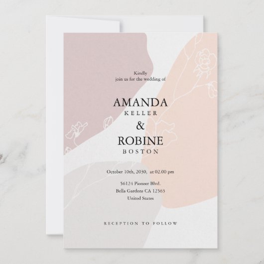 Invitations Abstraites de mariage de fleurs (Devant)