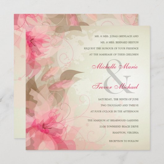 Invitations abstraites florales modernes de (Devant / Derrière)