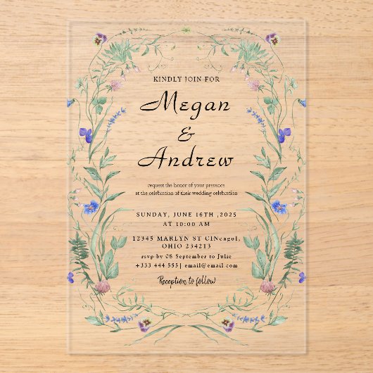 Invitations acryliques mariages (Recto)