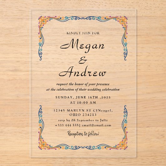 Invitations acryliques mariages (Recto)