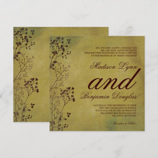 Invitations affligées rustiques de mariage de (Devant / Derrière)