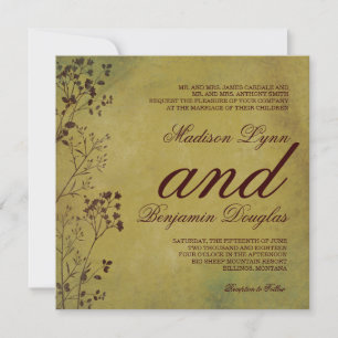 Invitations affligées rustiques de mariage de