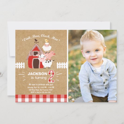 Invitations agricoles Anniversaire Vieux McDonald (Devant)