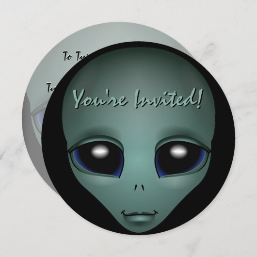 Invitations Aliens personnalisées Cute Alien Art R (Devant / Derrière)