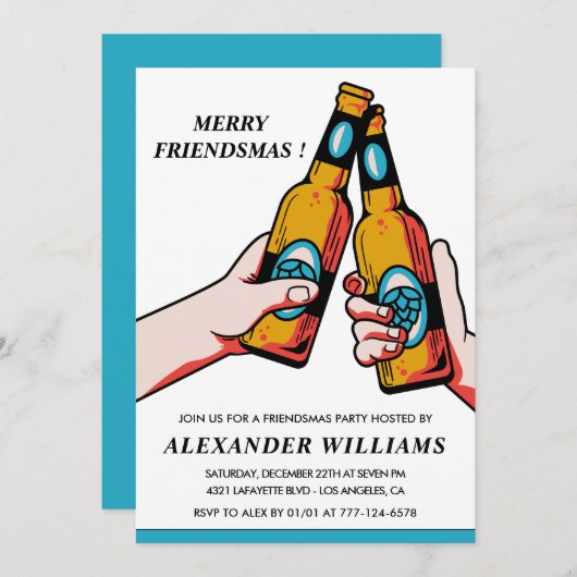 Invitations Ami Ami Merry Friendsmas Blue (Devant / Derrière)