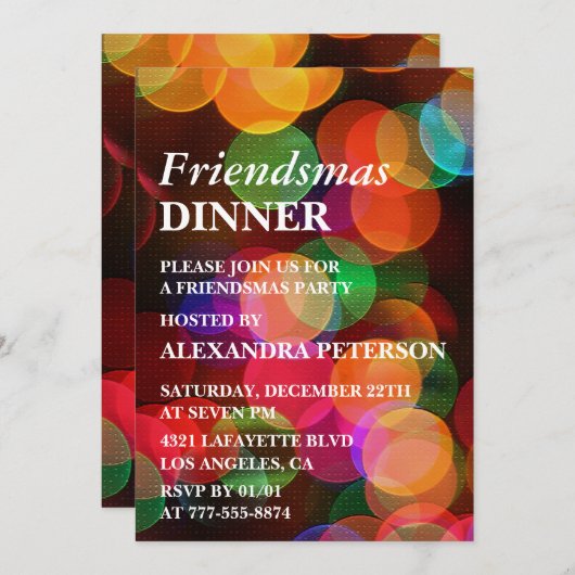 Invitations Ami Dîner Confetti Sparkle (Devant / Derrière)