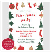 Invitations Amies Petites chaussettes de Noël arbr