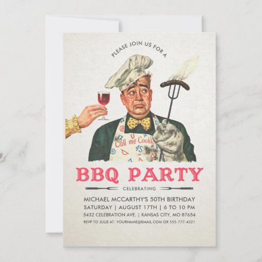 Invitations amusantes à la fête du barbecue| Anniv (Devant)