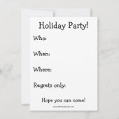 Invitations amusantes de fêtes de vacances (Dos)