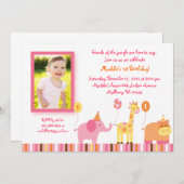 Invitations animales d'anniversaire de jungle (Devant / Derrière)