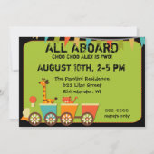 Invitations animales d'anniversaire de train (Dos)