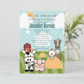 Invitations animales de baby shower de basse-cour (Debout devant)
