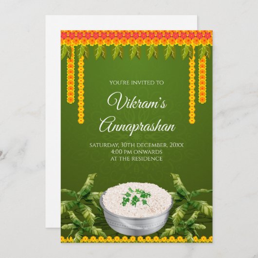 Invitations Annaprashan numérique invitation d'ali (Devant / Derrière)