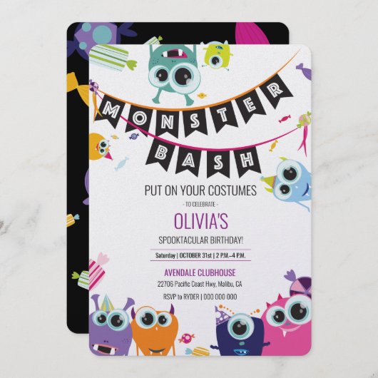 Invitations | Anniversaire | Monster Bash ! (Devant / Derrière)