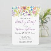 Invitations Anniversaire Purple Fleur sauvage Part (Debout devant)