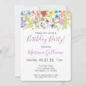 Invitations Anniversaire Purple Fleur sauvage Part (Devant)