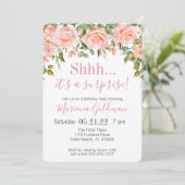 Invitations Anniversaire Surprise Pink Floral Part (Debout devant)