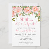 Invitations Anniversaire Surprise Pink Floral Part (Devant)
